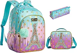 Conjunto de Mochila Escolar Infantil com Bolsa Térmica e Estojo - Ideal para Meninos e Meninas de 7 a 12 Anos