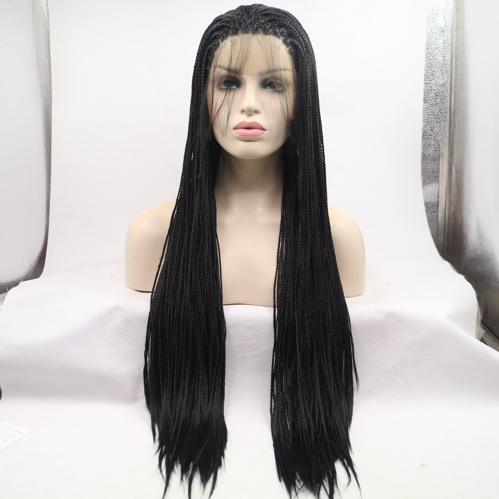 xiweiya 28 inch Lace Front Knotless Box Braided Wigs Brack Hand-Braided Box Braided Wigs with Baby Hair Cornrow Braids Lace Frontal Twist Braids Hair Wig for Black Women - Image 3