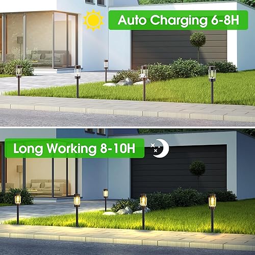 Miniatura 7 de Luces solares para exteriores, paquete de 12 luces solares impermeables para paisaje, camino, jardín, camino, pasarela, entrada, césped, patio,