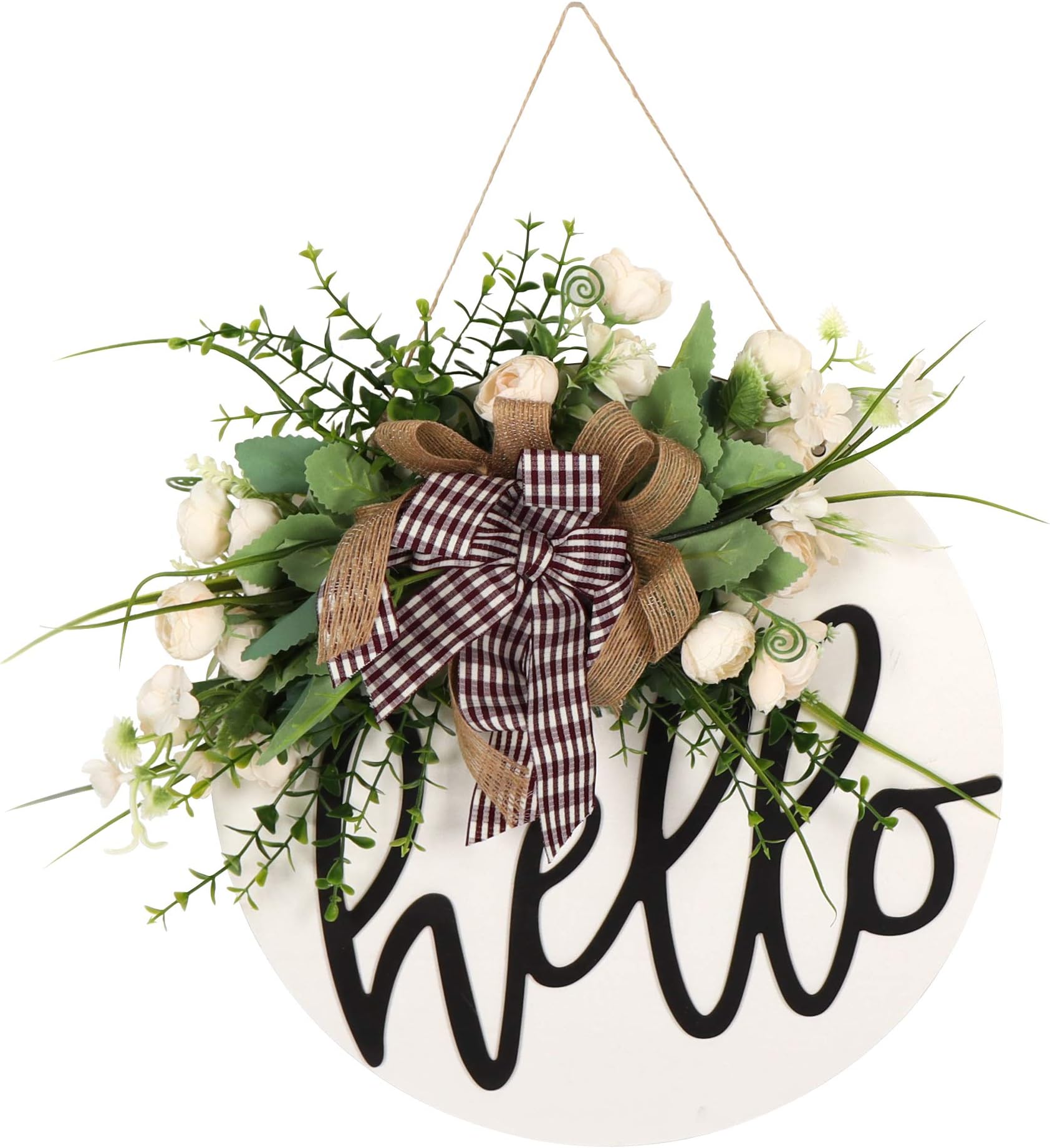 Welcome sign for front door Round Wood Sign Hanging Welcome Sign for Farmhouse porch Spring Welcome Sign Front Door Decoration