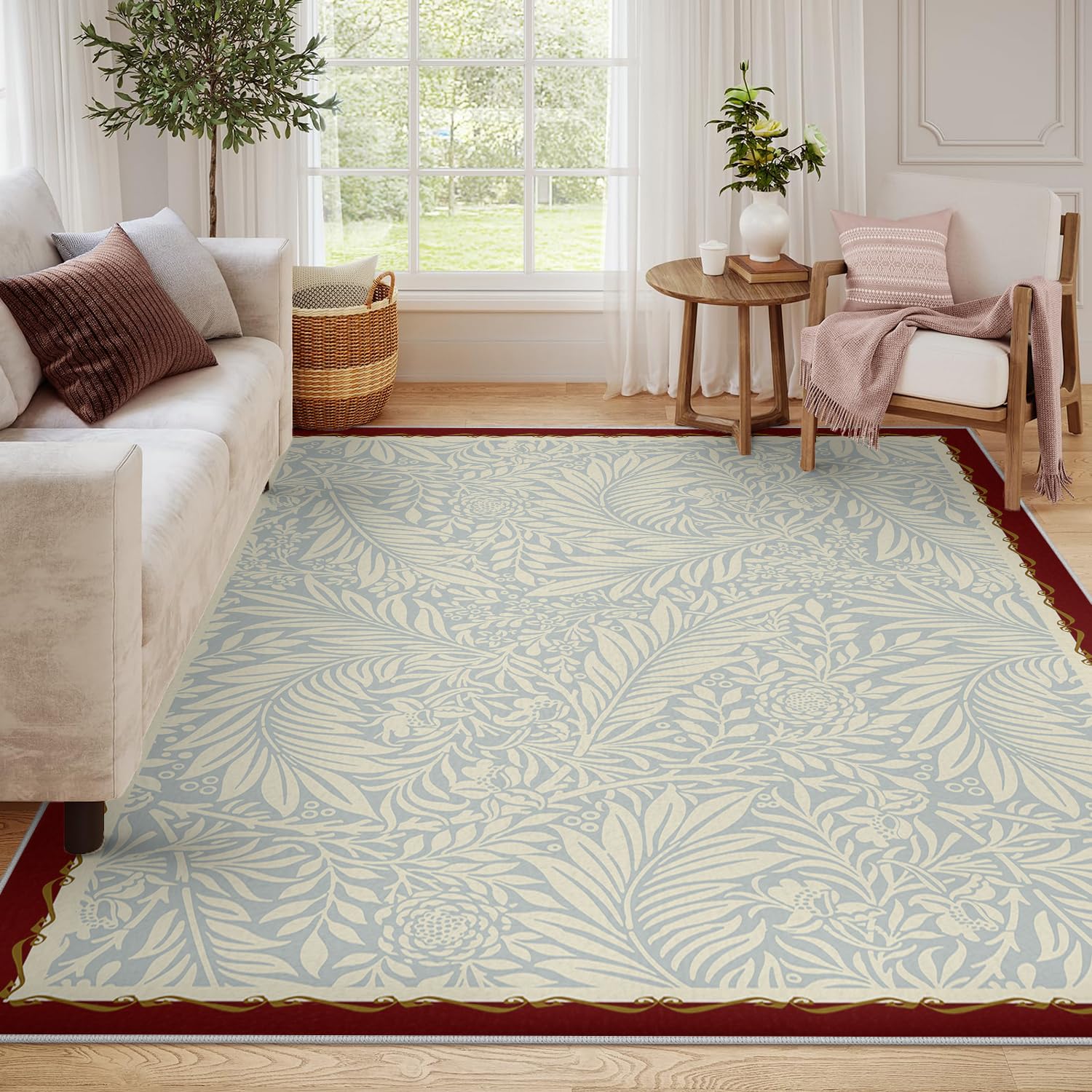Tapis de salon bohème bleu 120x180 pour ambiance ferme campestre