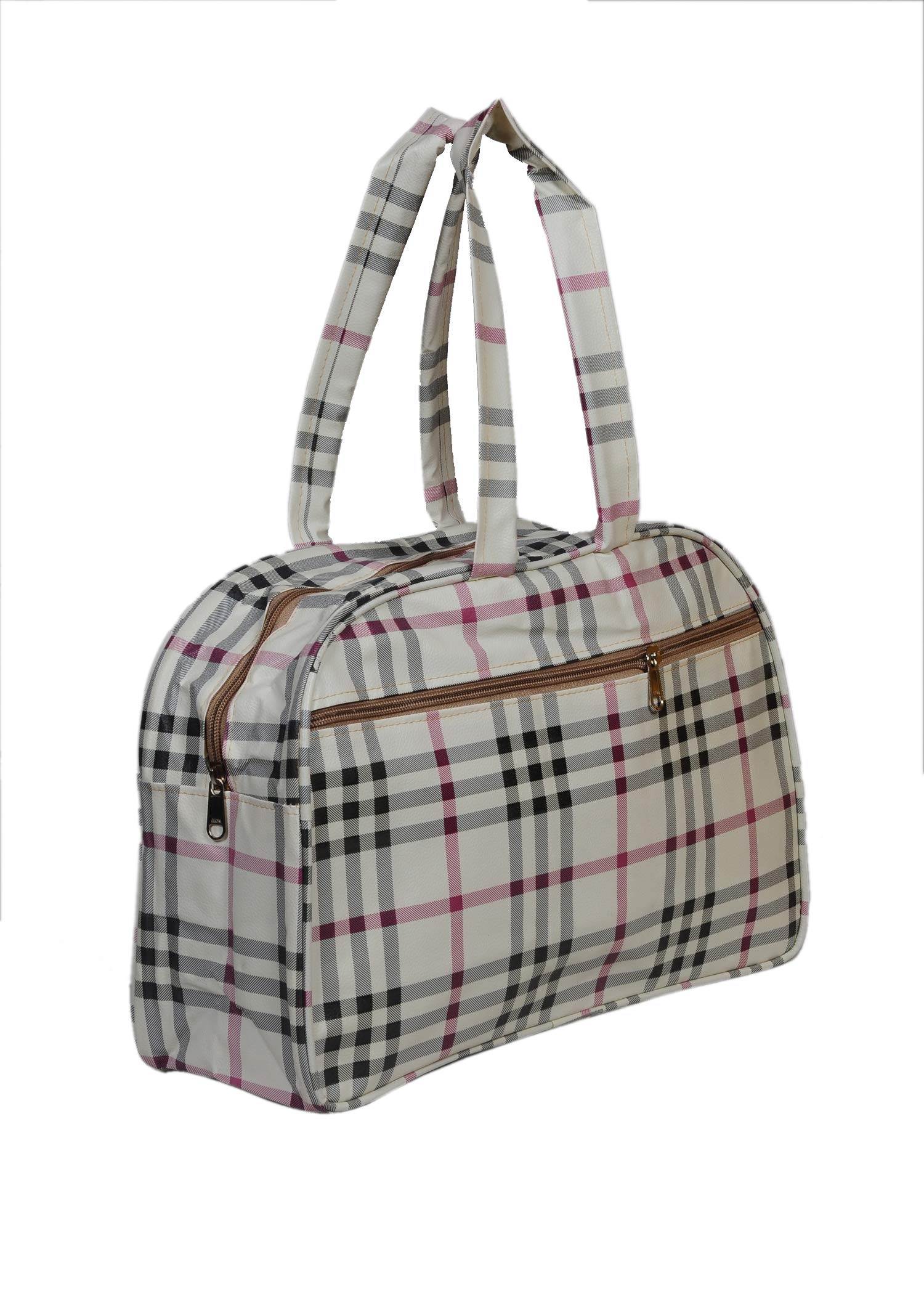 Sunesh Creation Synthetic Handbag,Duffle Bag for Women, Unisex Luggage Bag,Travel Tote Bags, Color- Pink & White Size- Small-image-22