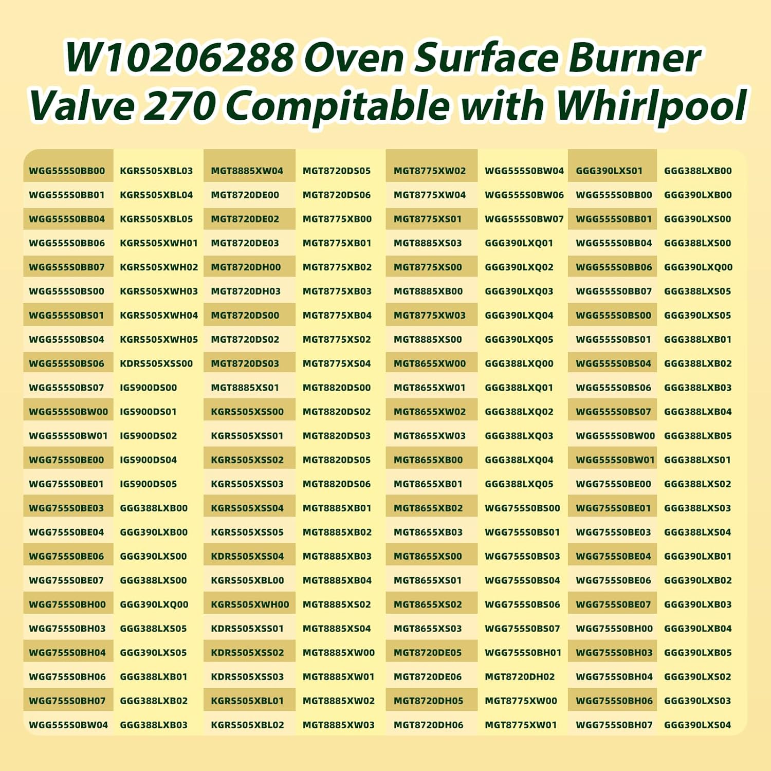 Upgraded WPW10206288 Range Surface Burner Valve Compatible with Whirlpool GGG388LXS05 WGG755S0BS00 MGT8775XB03 IGS900DS04, W10206288 Oven Valve Burner 270 Replace PD00004330 2027909 AP6017058 PS117503