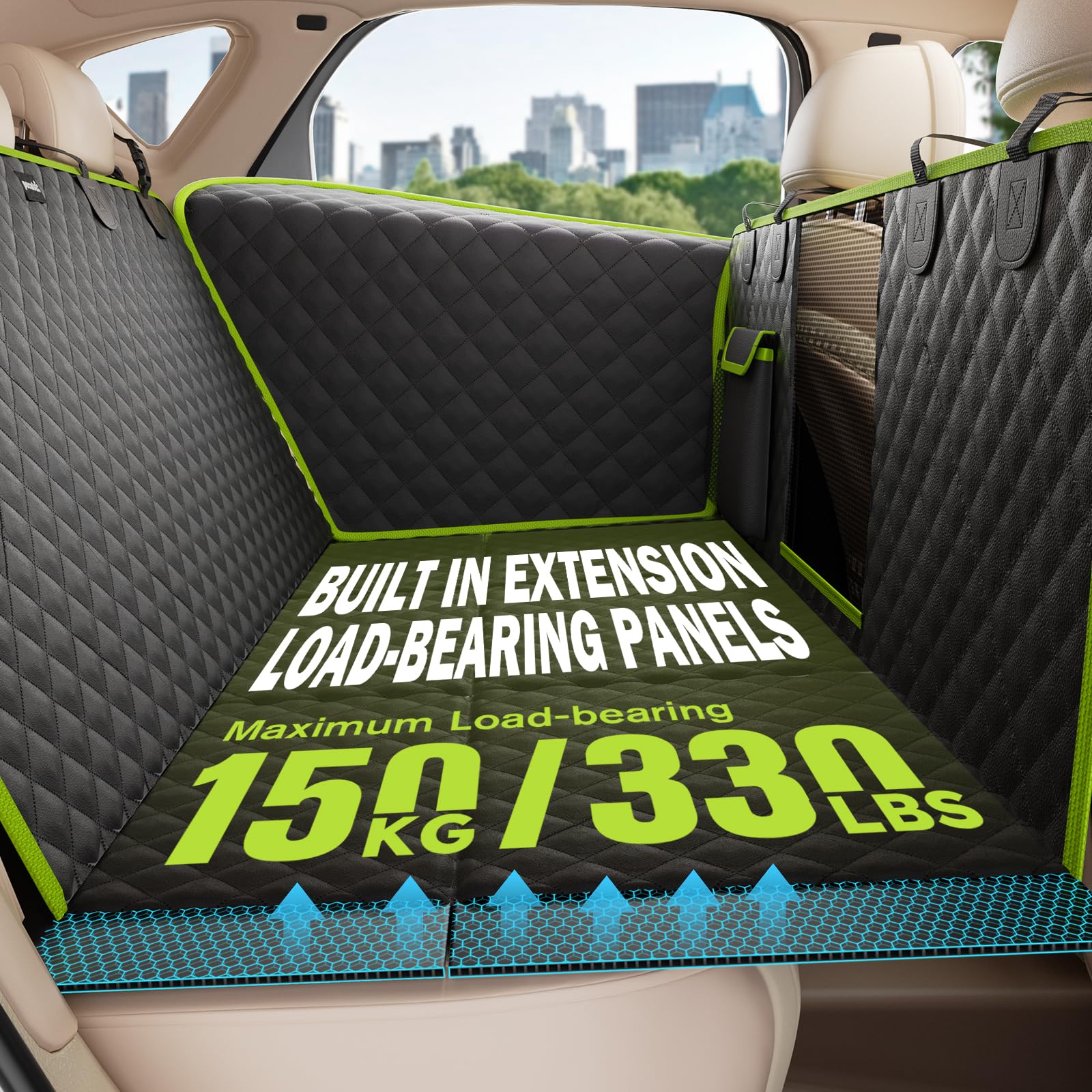 Pecute Protection Voiture Chien 136x60 cm – Housse Banquette Arrière en Cuir PU Étanche, Ailes Latérales Mobiles Anti-Griffures, Base Rigide Support 150 kg, Nettoyage, Faciletransport Chien Voiture