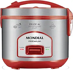 MONDIAL Panela Elétrica de Arroz, Vermelho/Inox, 500W, 110V - PE-45-6X