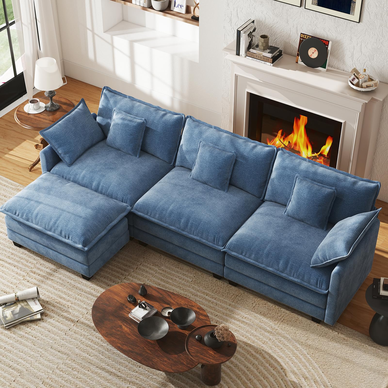 WorthFurni 111.4 Cloud Couch Modular Sectional