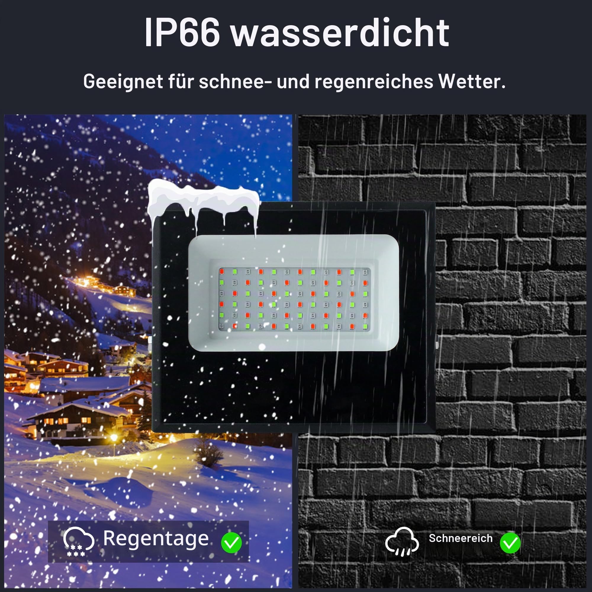RGB LED Strahler 60W mit 2,4-GHz-Fernbedienung & Bluetooth-App, 2er