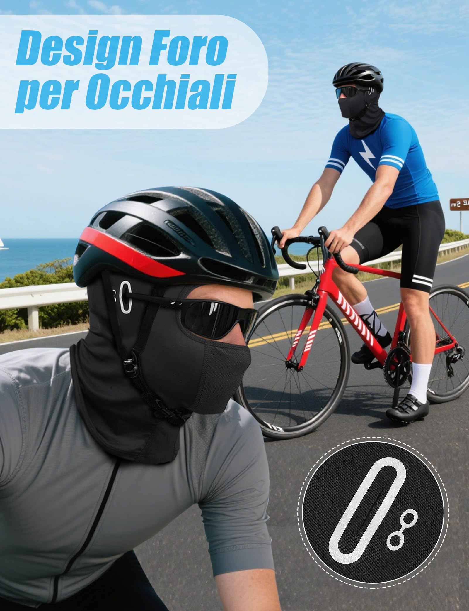 MELLIEX Passamontagna Estivo per Uomo e Donna, Traspirante e Leggero Sottocasco Moto Estivo Protezione UV con Fori per Occhiali, Balaclava per Motociclismo, Ciclismo, Sci e Sport all'Aria Aperta