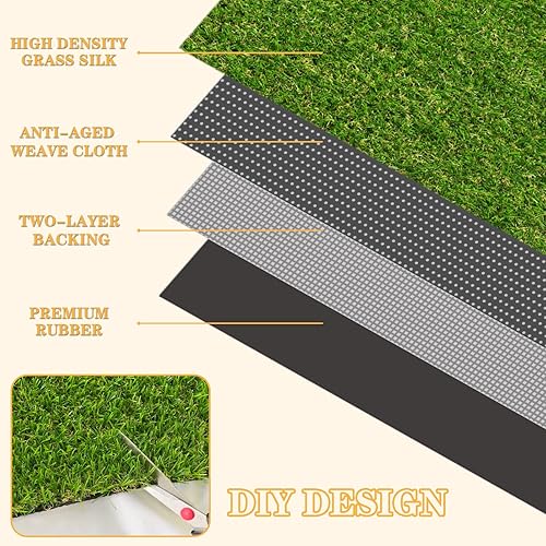 Miniatura 6 de FREADEM Alfombra de césped artificial de 8 x 14 pies, alfombra de césped artificial realista con drenaje, césped para interiores y exteriores para