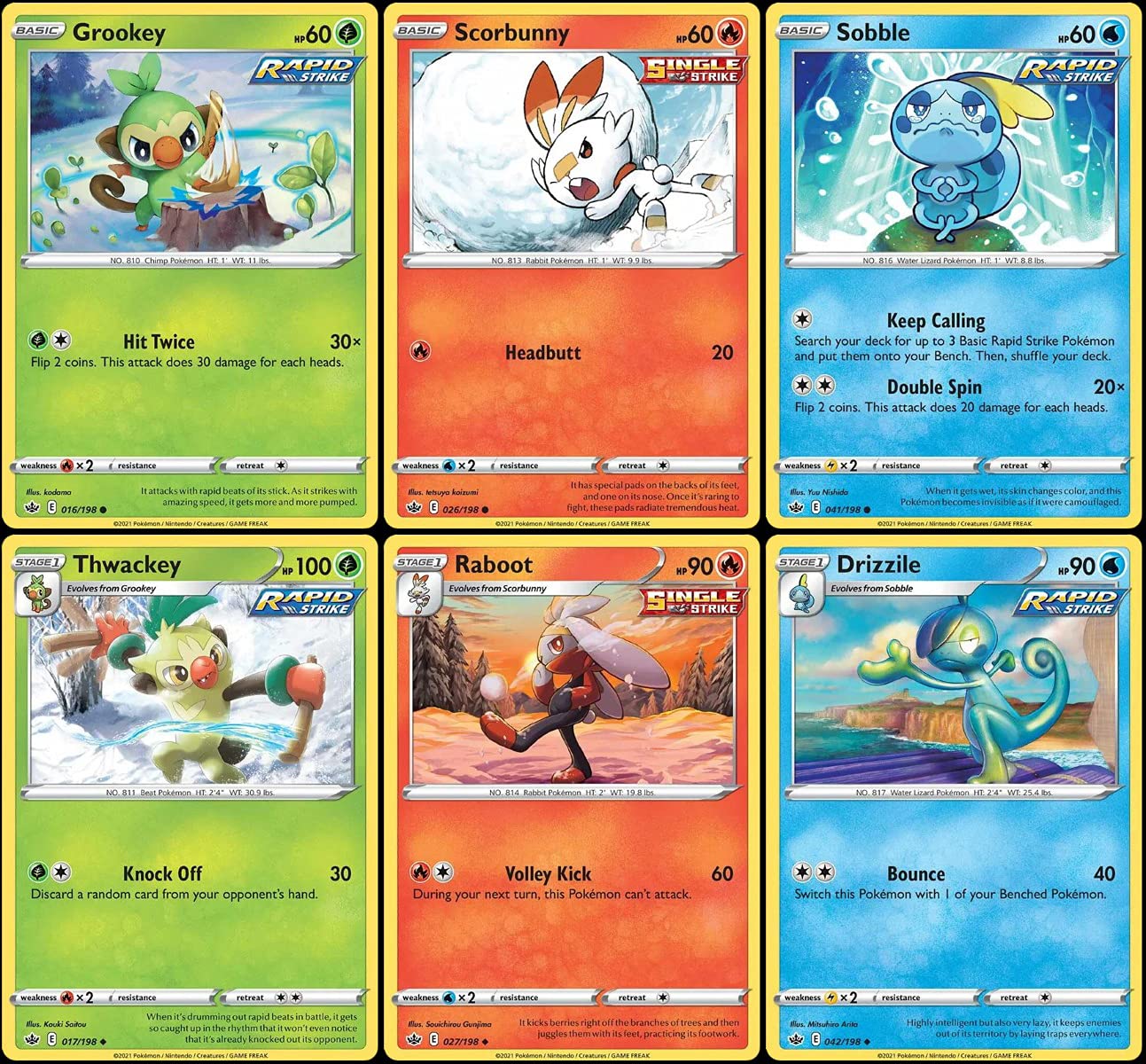 Sobble Raboot Buy Chilling Reign Galar Starter Card Set - Grookey Scorbunny Sobble ...