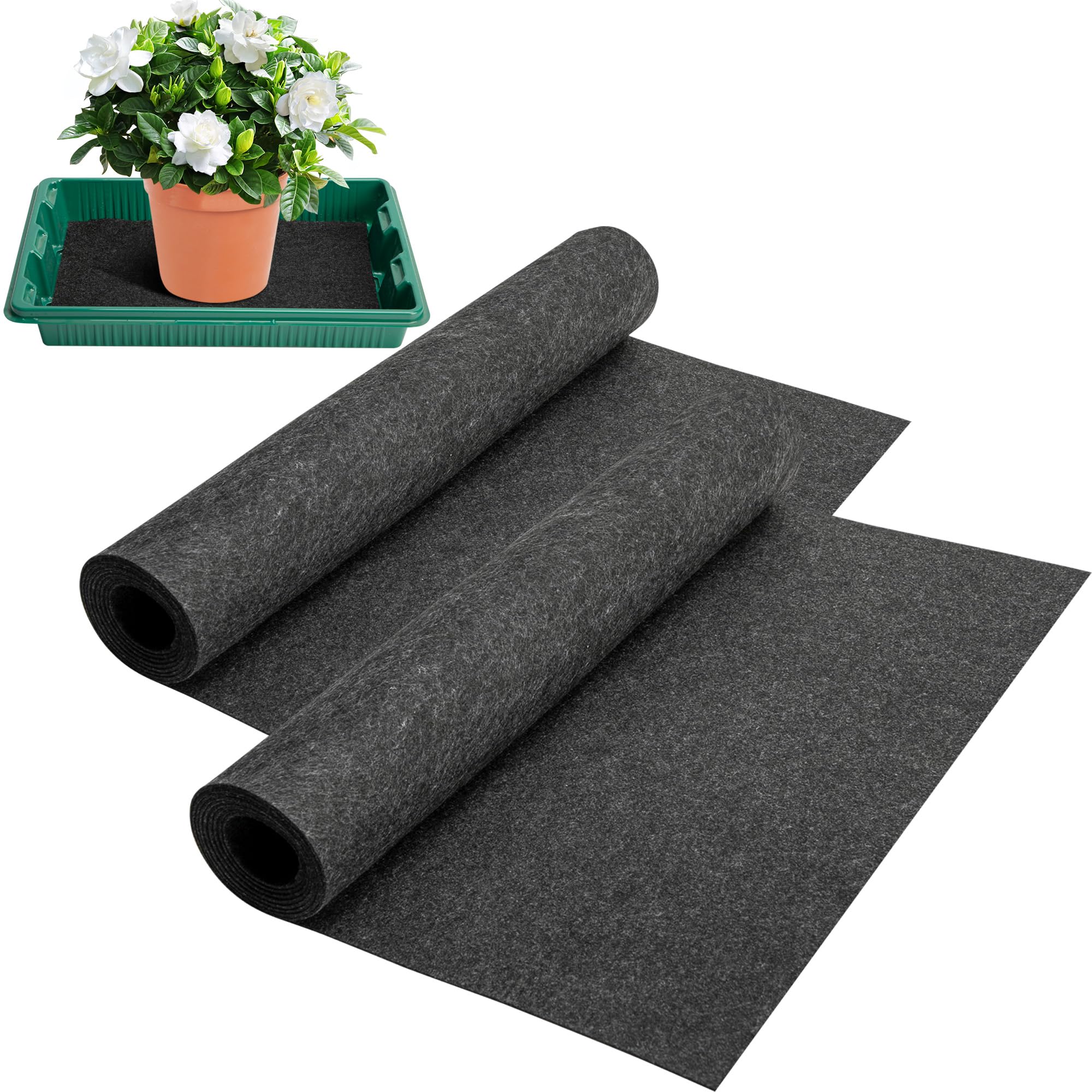 Adnee 2 Pcs 110 x 25Inch Automatic Plant Watering Mat, 3mm Thick Self Watering Capillary Mat, Felt Plant Water Wicking Mat for Seed Sprouting Hydroponics Potted Plants