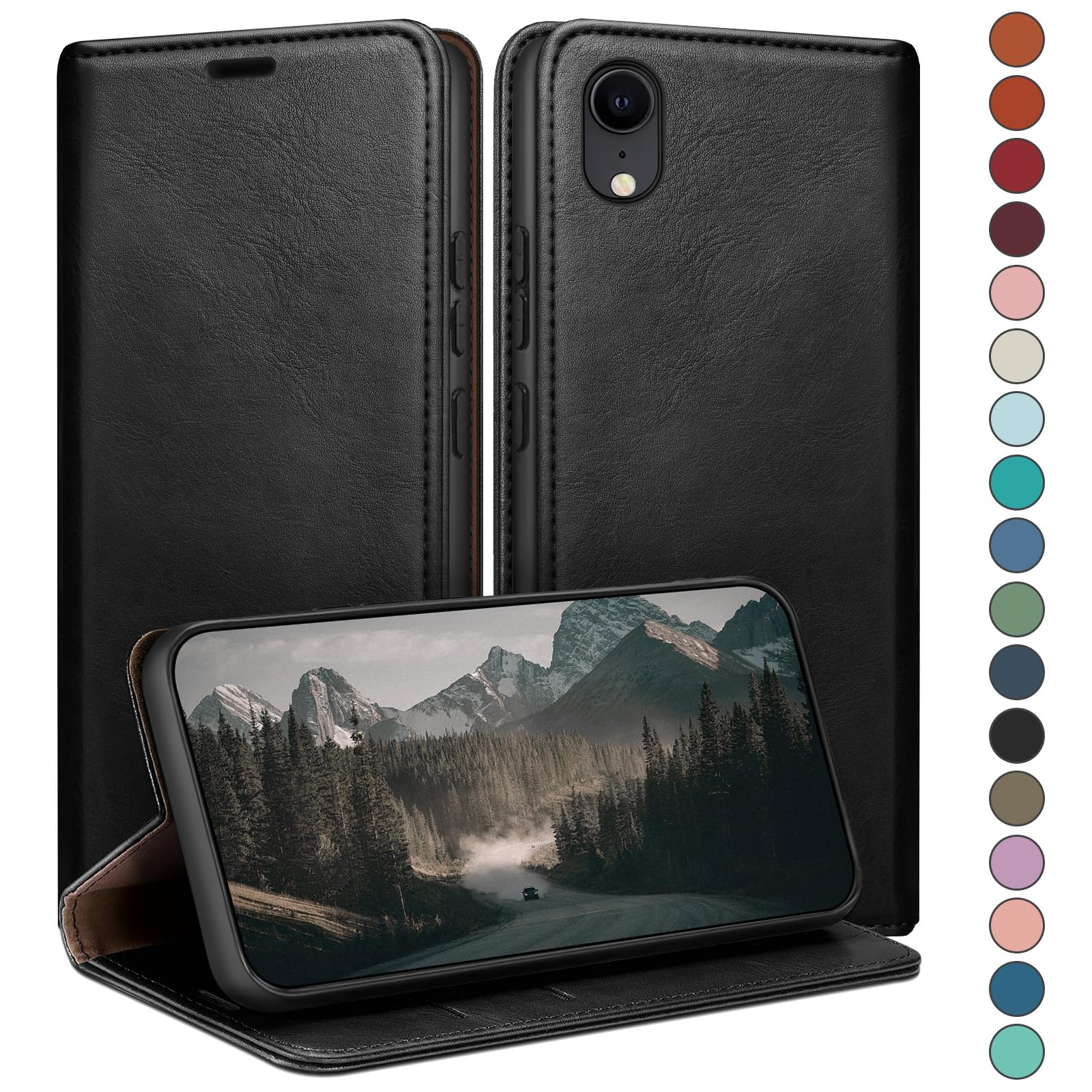 OKZONE Handyhülle Für IPhone XR – PU Leder Mit Kartenfach, Magnet, Klappbar & Stoßfest