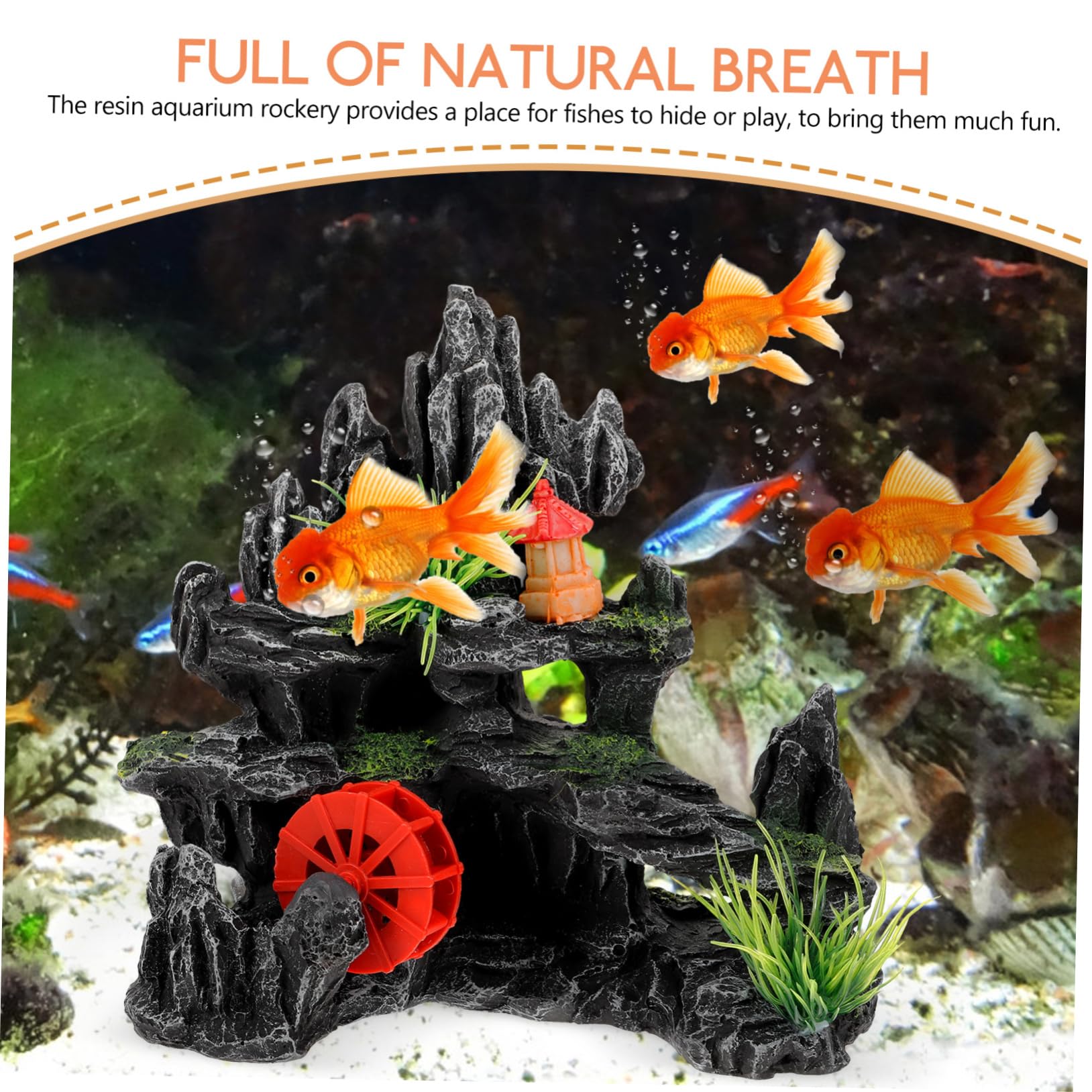 DOITOOL Lot De 2 Cachettes pour Aquarium Rochers Grottes De Montagne Ornements en Résine Naturelle Grottes pour Reptiles Grottes À Crevettes Ornements en Rondins