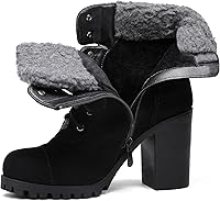 Vista 3 de DREAM PAIRS Botas con cordones para mujer, tacón alto grueso, botines