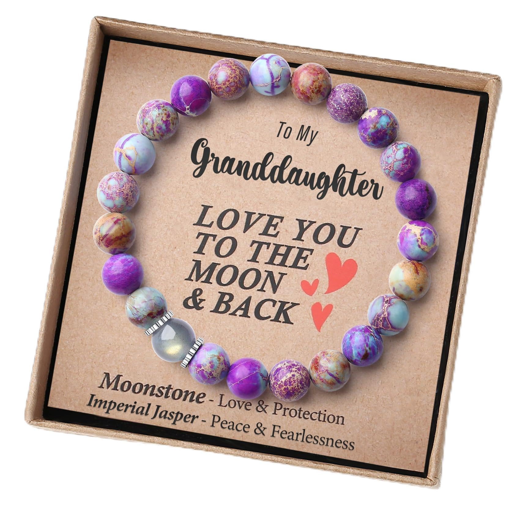 THEMEROL Handmade Gifts for Girls/Women-Love/Protection-Natural Crystal Bracelet for Daughter Granddaughter Niece Sister Mom Aunt Wife