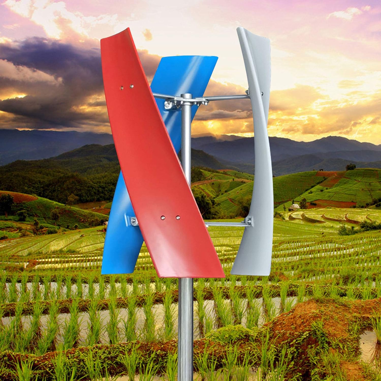 Wind Turbine Generator, 400W 12V 3-Blade Portable Vertical Helix Wind Power Turbine Generator Kit, with Controller, for Marine, RV, Home, Hybrid Solar Wind System