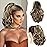 SOFEIYAN Ponytail Extension 11 inch Claw Clip Ponytail Hair Extensions Long Curly Wavy Ponytail Fluffy Clip on Pony Tails Synthetic Hairpiece for WomenAsh Brown Highlighted Bleach Blonde