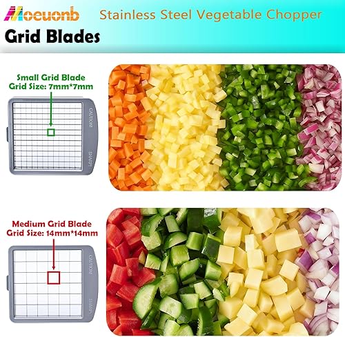 Miniatura 4 de Picador de verduras todo en 1 con 8 cuchillas - Mandoline Slicer-Pro Picador de alimentos con recipiente - Picador de cebolla para ensalada de