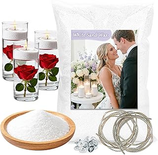 White Pearled-Candle Sand for Jar-Candles - Sand Wax with Wicks Refillable Powder Wax,DIY Gift Making,Wedding,Party and Halloween,Christmas Decorations Smooth and Clean Burning 430G