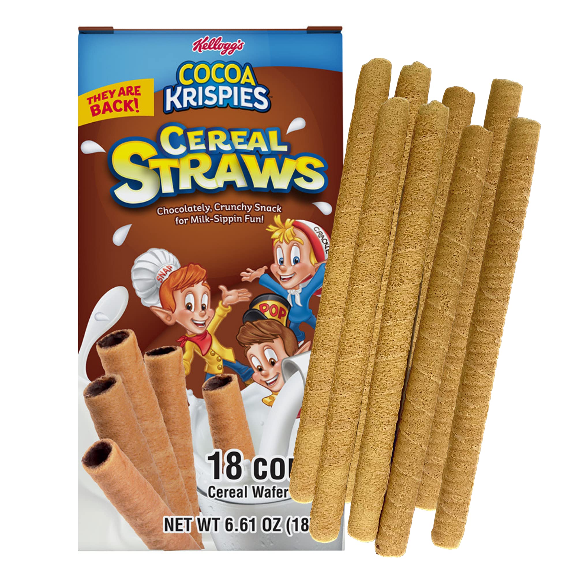 2022 Kellogg's Cereal Straws Cocoa Krispies Edible Breakfast Straw  Alternatives for Milk, 90's Childhood Nostalgic Treat for Drinking and  Eating, ...