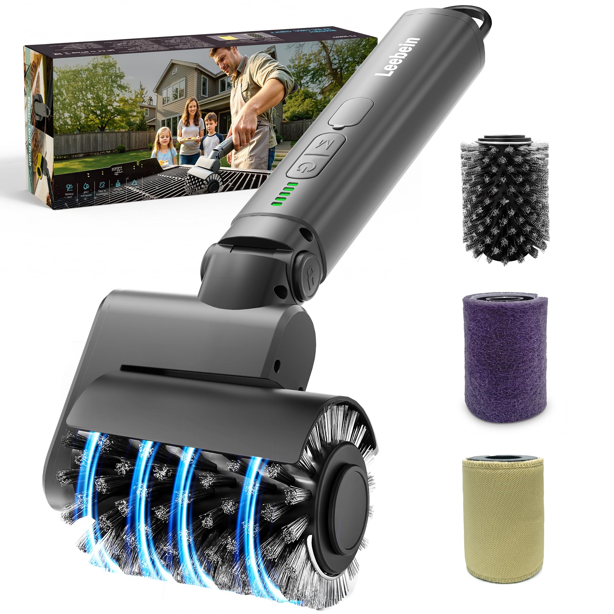 Electric Grill Brush, High Torque Rechargeable BBQ Grill Griddle Cleaner