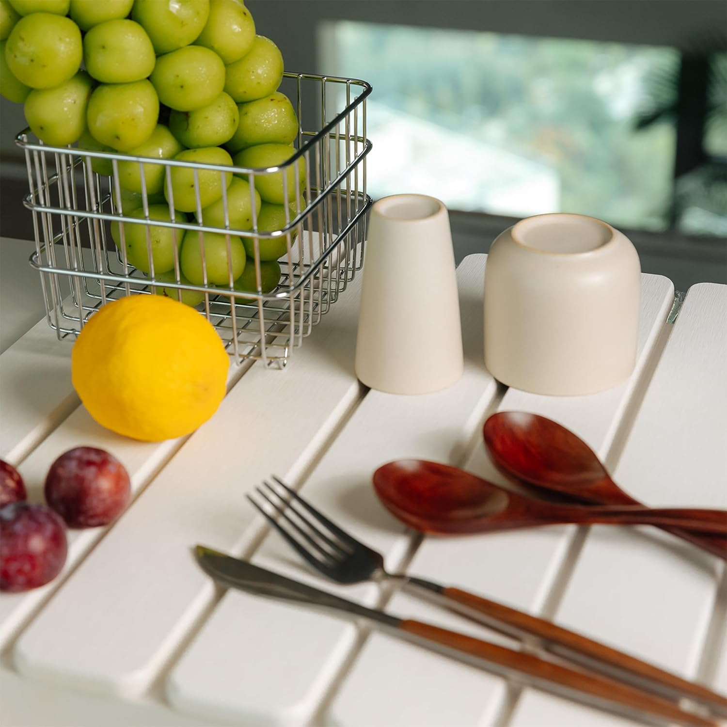 2pcs Stone Dish Drying Mat for Kitchen Counter, Quick-Dry Diatomaceous Earth Water Absorbent Pad & Countertop Drainer, Home Essentials for Bath and Pets - White, 24x16’’ & 8x4’’