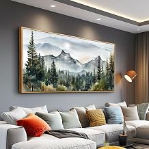 hyidecorart Large Wall Decorations For Living Room Wood Framed Canvas Wall Art For Bedroom Office Wall Decor Abstract Mountain Scenery Paintings Pictures Artworks Ready To Hang Home Decoration