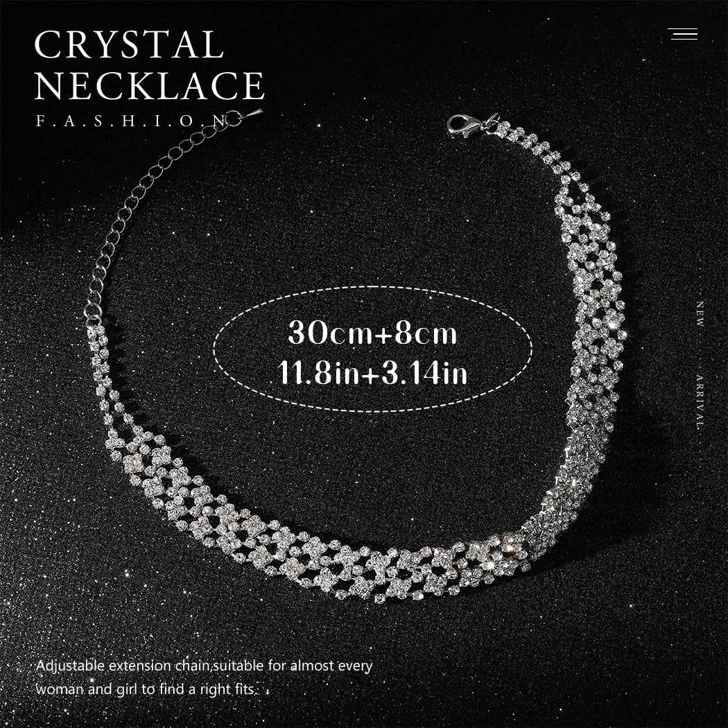 JEAIRTS Rhinestone Choker Necklace Silver Sparkly Full Crystals Necklace Chain Jewerly Fashion Party Accessories for Women - Image 2