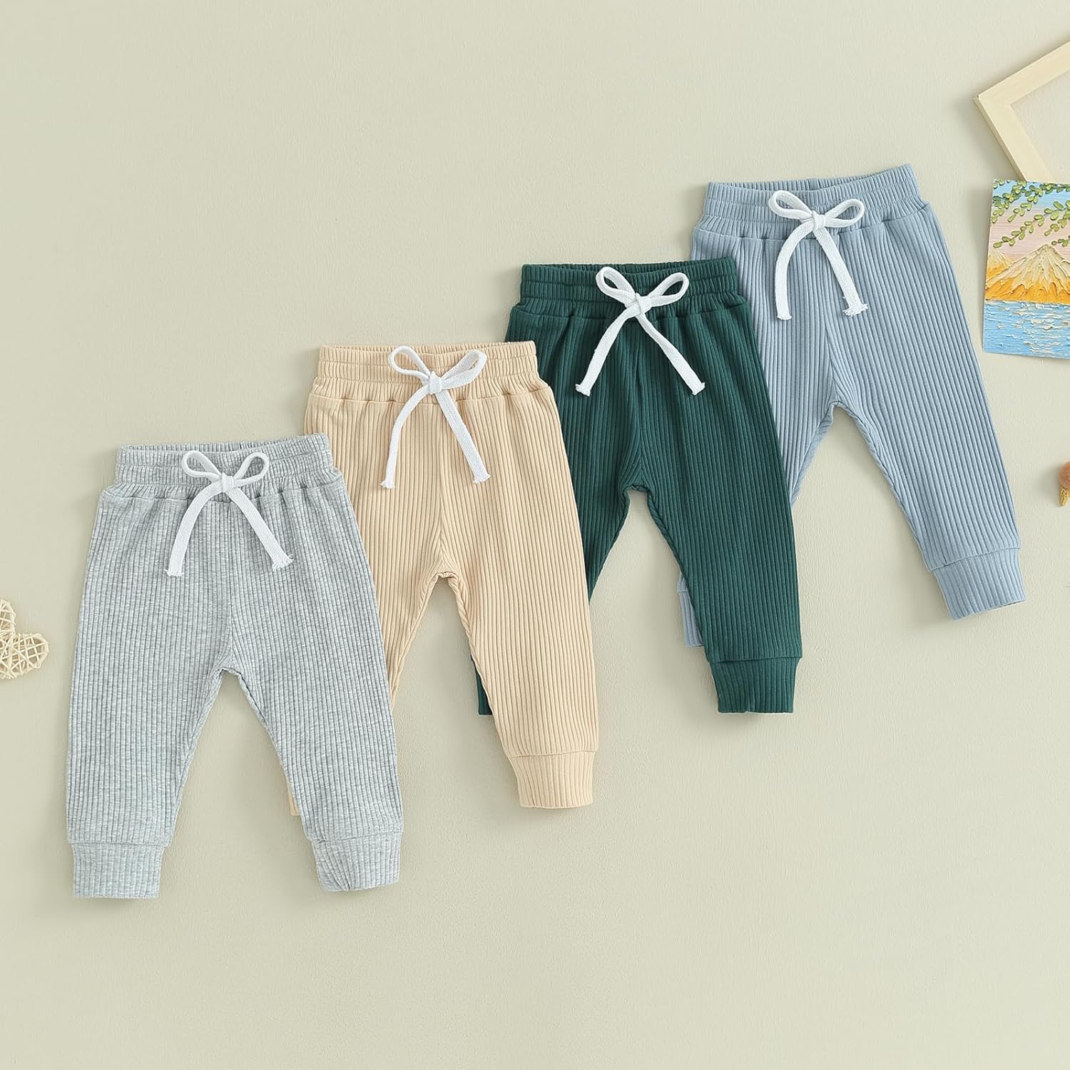 Toddler Baby Boys Girls Sweatpants 3 Pack Solid Color Elastic Waist Bottom Pants Newborn Infant Trousers - Image 5
