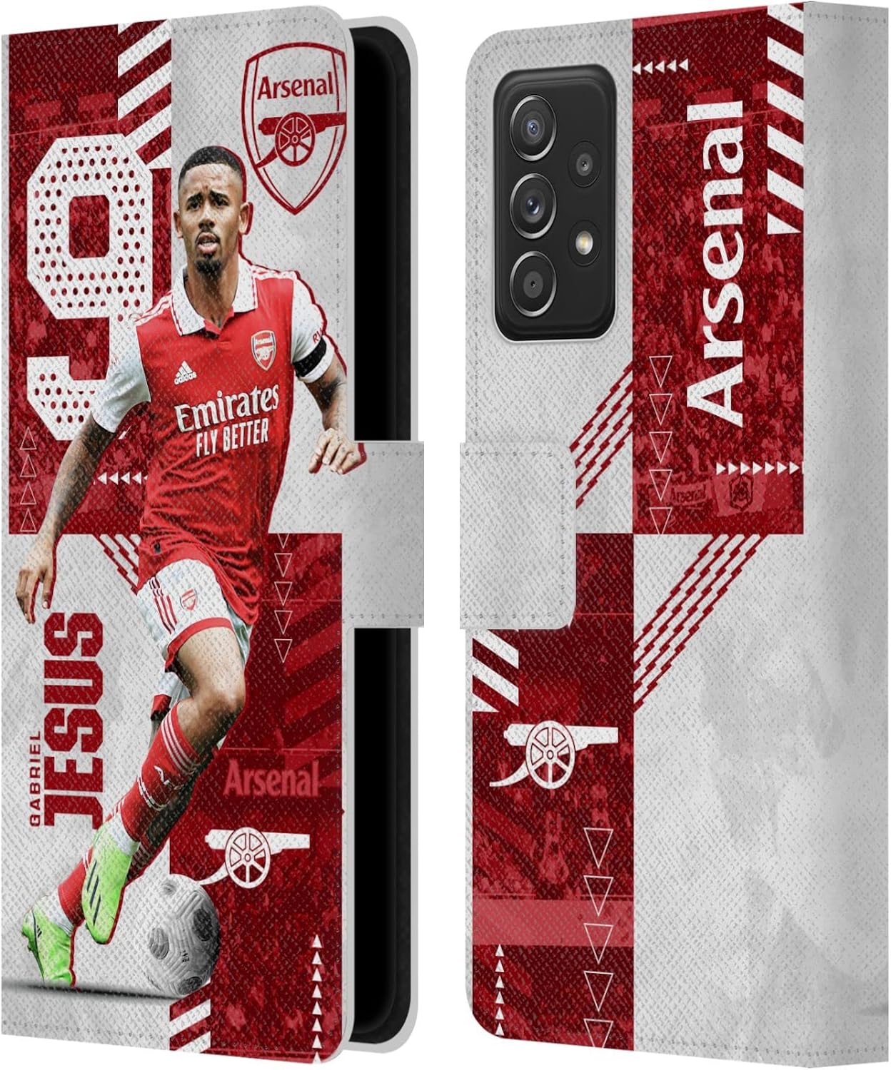 Head Case Designs Officially Licensed Arsenal FC Gabriel Jesus 2022/23 First Team Leather Wallet Case Compatible with Galaxy A52 / A52s / 5G (2021)