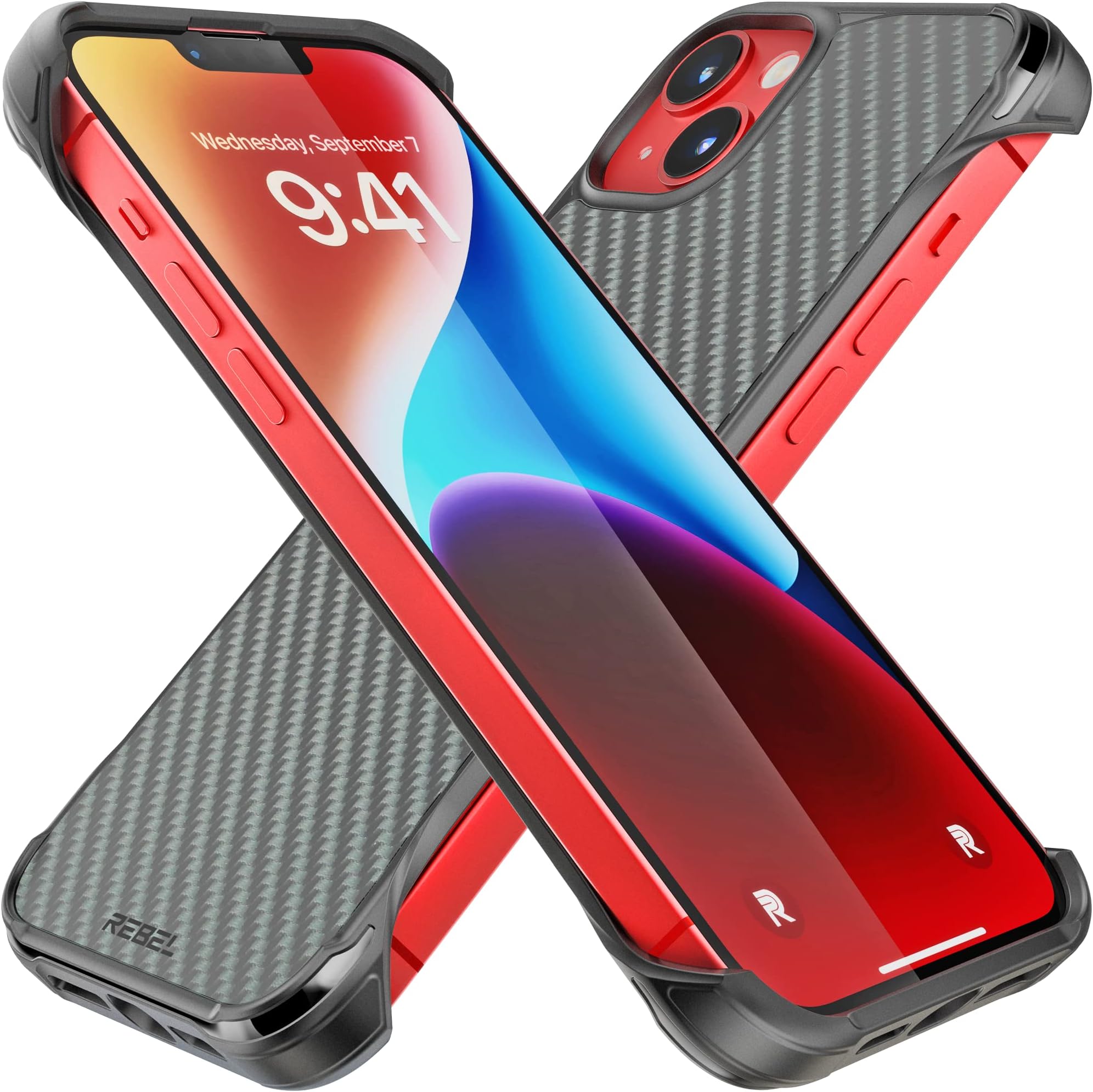 REBEL Case for iPhone 14 Plus [Flex Series] Exposed Sides Comfort, Aramid Fiber, Strong MagSafe Compatible, Protective Shockproof Corners, Upgraded Frameless Cover 14+ 6.7 Inch Phone 2022 (Flex Black)