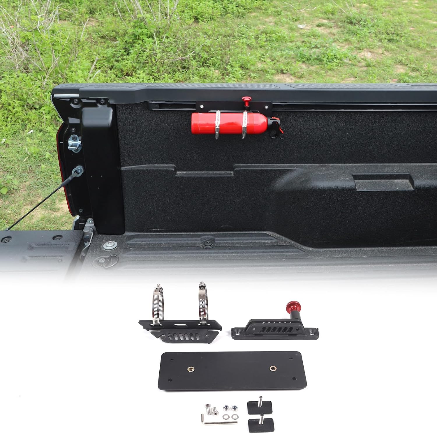 Truck Bed Roll Bar Fire Extinguisher Mount Compatible with Toyota Tacoma 2024 2025 2026 Accessories, Car Roll Bar Fire Extinguisher Mount Holder