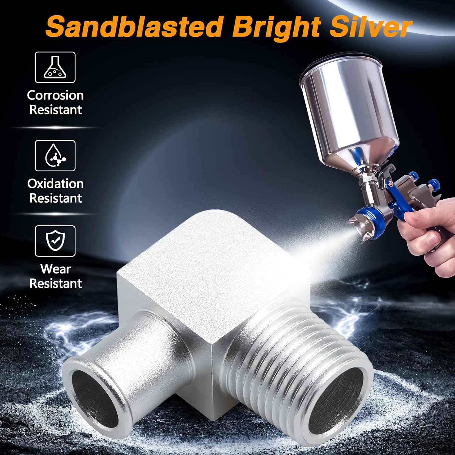FUSCH 90°Short Bend Heater Hose Connector, 6061 Aluminium Alloy Heater Hose Fitting, 90 Degree Car Heater Hose Adapeter, 1/2in NPT to 5/8in Hose Barb for 1/2in NPT Pumps or Intake Manifolds