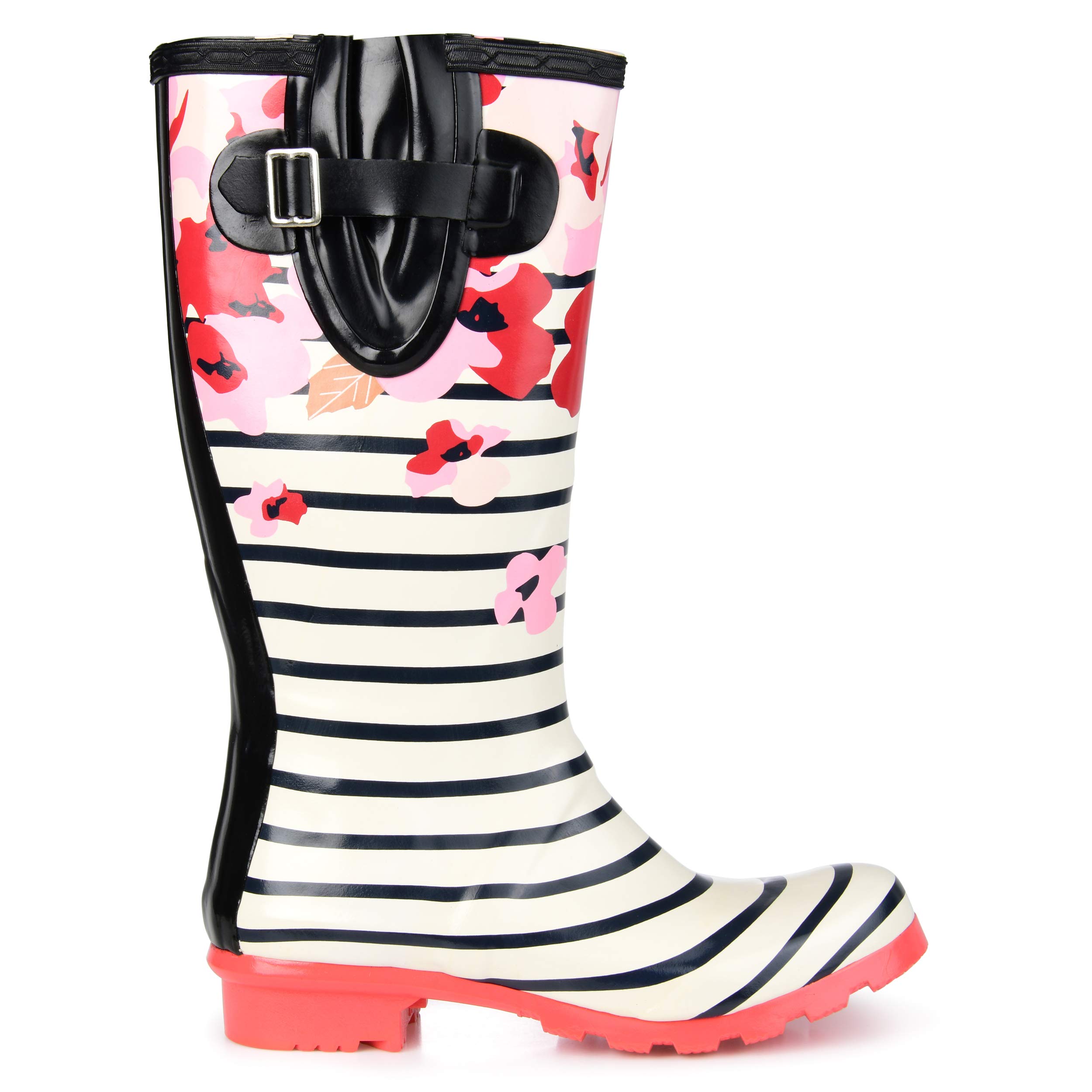 brinley coWomens Mizzle Rubber Patterned Rain Boots