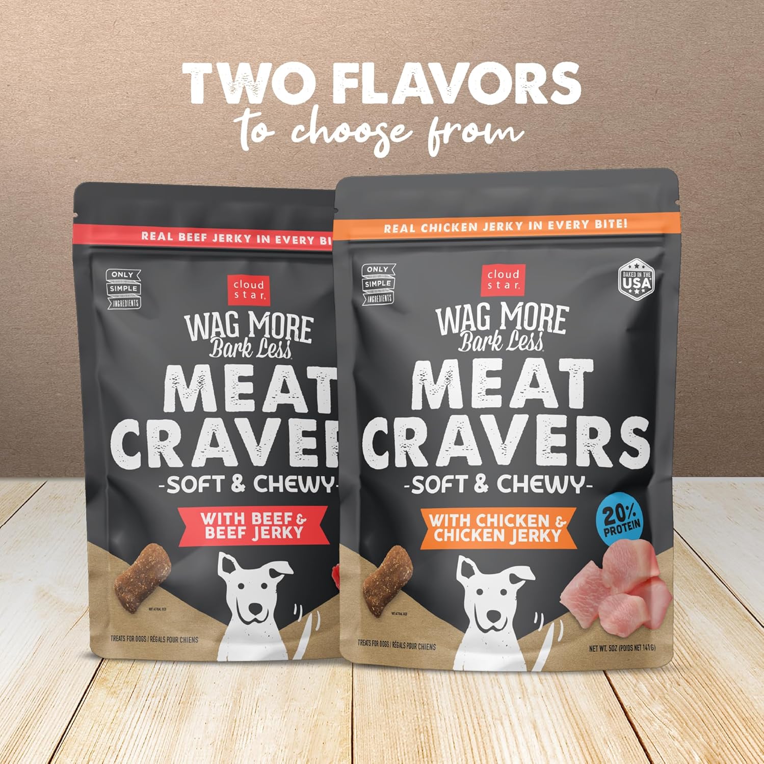 Cloud Star Wag More Bark Less Meat Cravers Soft Chews Dog Treats, Chicken 5 oz. Bag (Pack of 3)
