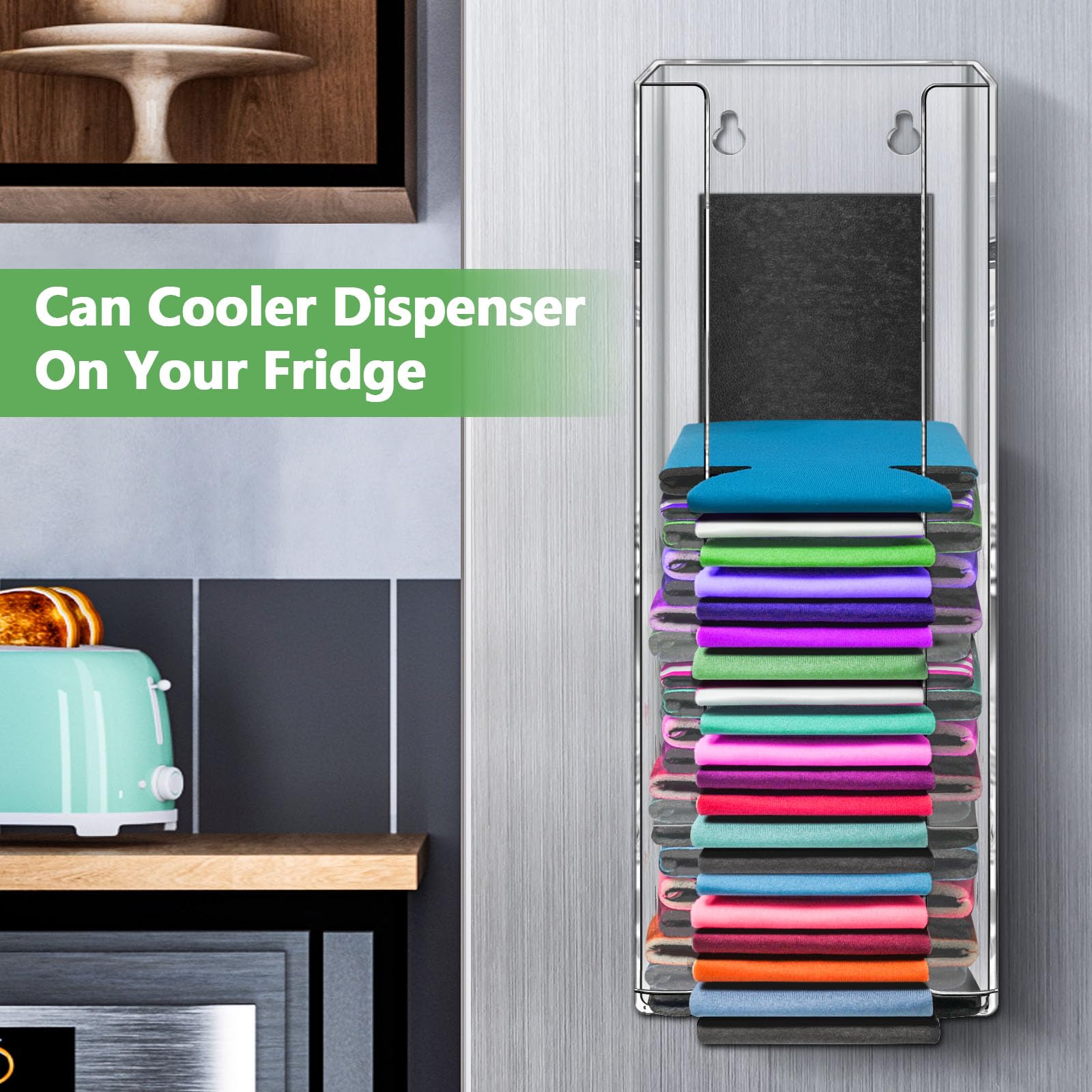 Kevenal Magnetic Acrylic Can Cooler Holder, Beer Can Sleeves Storage, Wall Mounted Can Cooler Dispenser, Gifts for Beer Lovers (Ultimate Style)