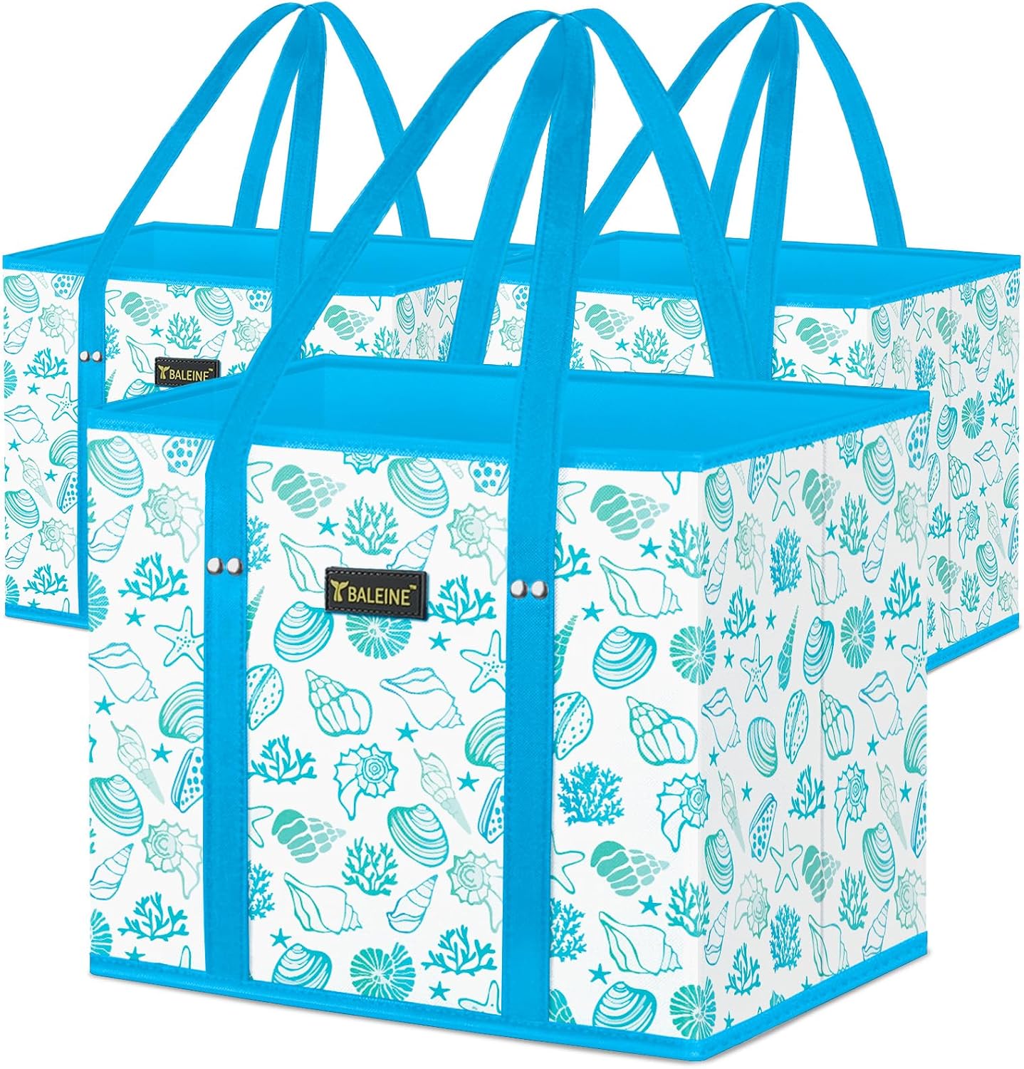 BALEINE 3PK Reusable Grocery Bags, Heavy Duty Shopping Tote Bag