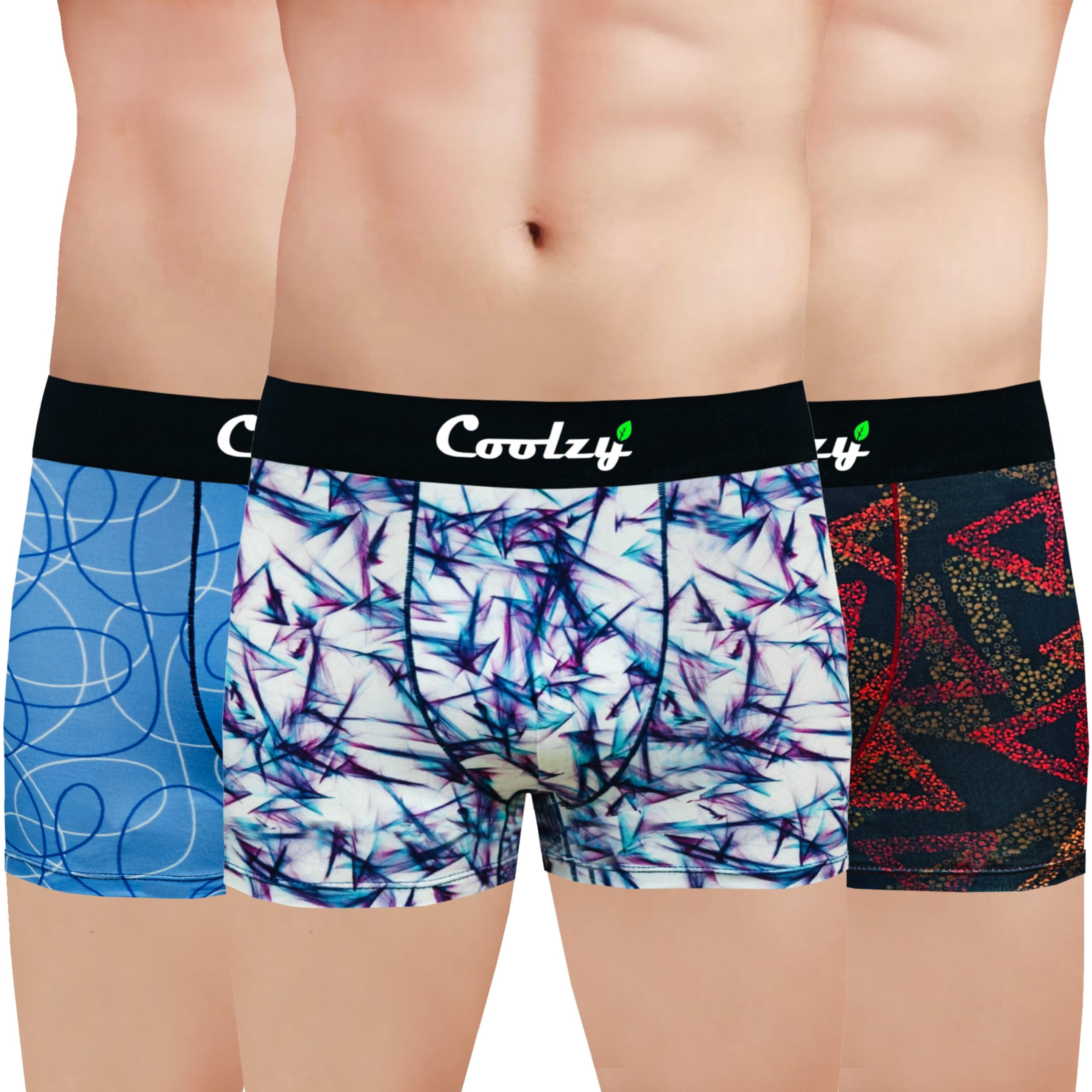 coolzy Pack of 3 Anti-Bacterial Odour-Free Cotton tensile Printed Men Trunk | Soft and Comfortable Underwear for Men (Multicolor) (Pack of 3)-picture-35
