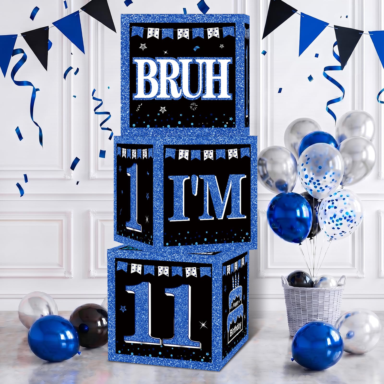 Eiurteao 11th Birthday Decorations for Boy, 3PCS Bruh I'm 11 Boxes