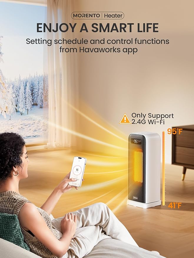 Calefactor Eléctrico Portátil Cerámico PTC 1500W con WiFi y Termostato miniatura 2