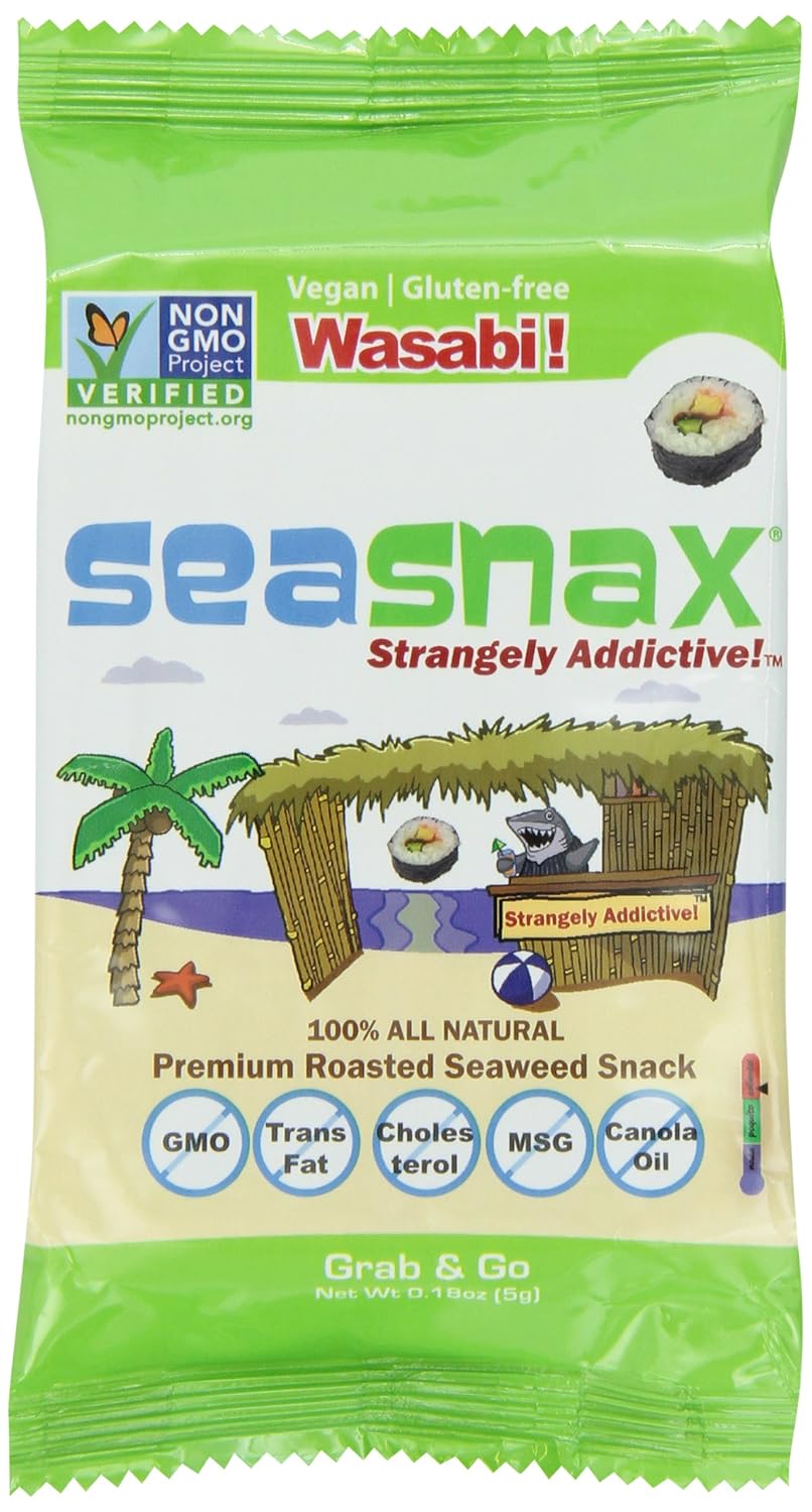 Seasnax Grab and Go Seaweed, Wasabi, 0.18 Ounce (Pack of 24) Seasnax Grab and Go Seaweed, Wasabi, 0.18 Ounce (Pack of 24)