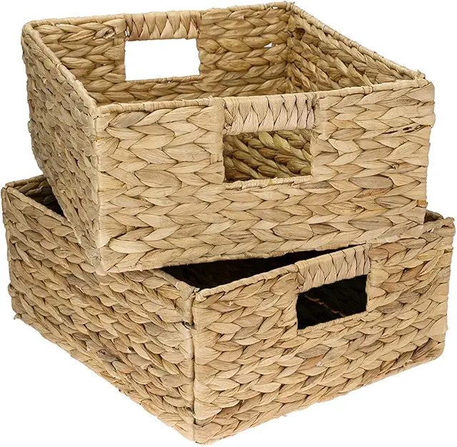 Seegras Korb 2er Set für Kallax Regale - Wasserhyazinthe Aufbewahrungskorb