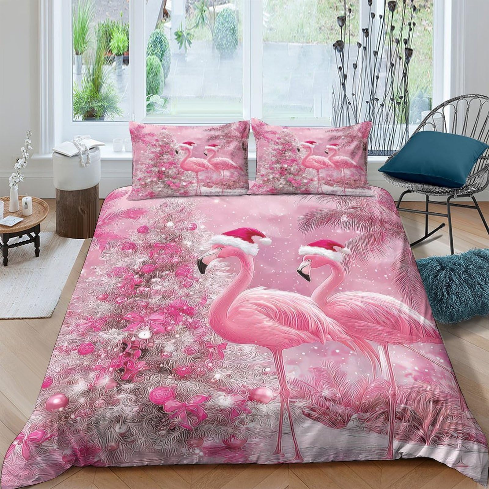 Ctjqhvkz Style-5 3D Printed Pink Flamingo Fitted Sheet Microfiber Soft Bedroom Decor Floral Bed Cover For Home Guest Room Dorm Single（135X200cm）
