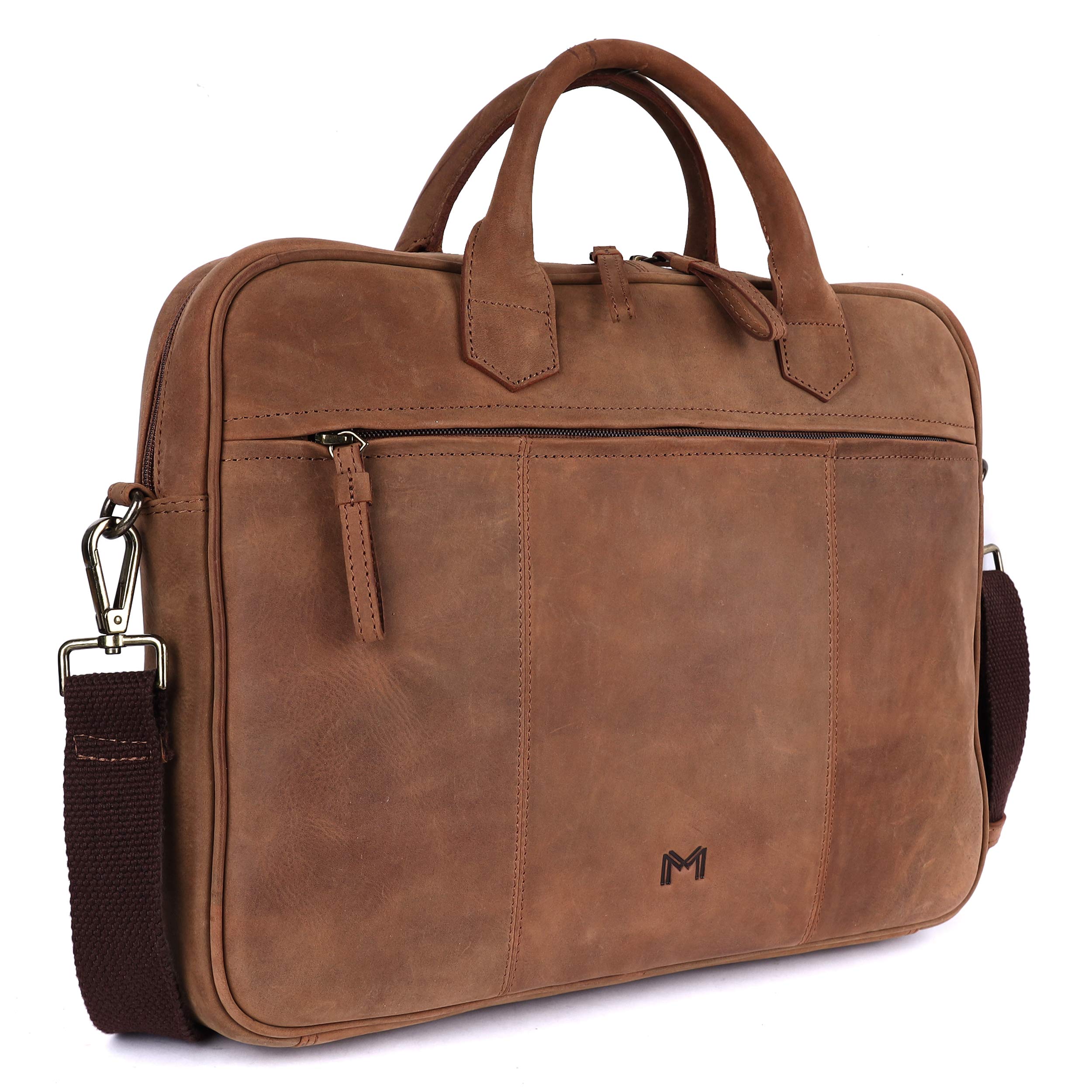 Massi Miliano unisex-adult Leather Laptop Messenger Bag Suitable for 14 inch laptop - Lazio Collection - LAZ01 (Vintage Brown) (B07QZS649V) Amazon Price History, Amazon Price Tracker