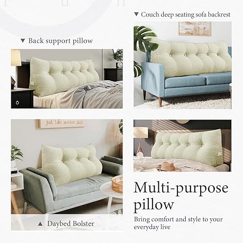 Miniatura 4 de Almohada de lectura para cabecero, almohada de cuña de cama premium para respaldo cómodo, almohada triangular de lectura con bolsillo lateral para