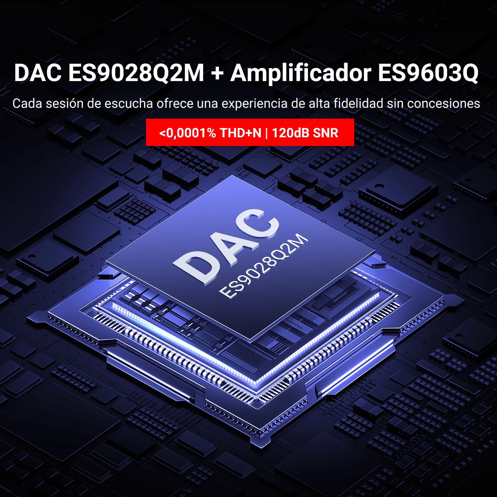 MECHEN AP10 - Amplificador de auriculares DAC con ES9028Q2M y ES9603Q, compatible con 384 kHz/DSD256, salidas duales de 3,5 mm + 4,4 mm, para smartphones, PC, ordenadores portátiles y reproductores
