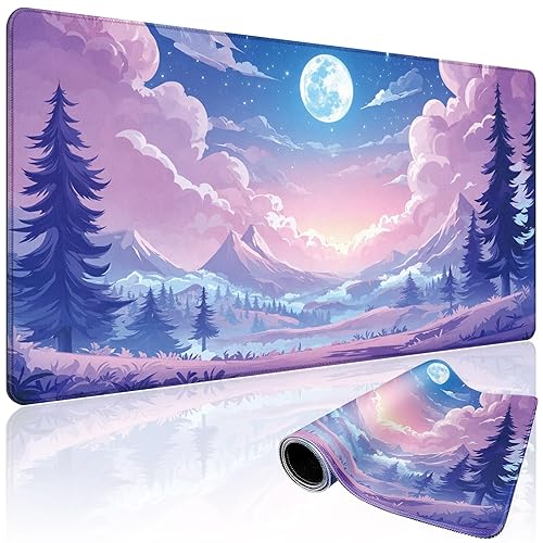 Mcapirivo Mountain Moonlight Large Gaming Mouse Pad 31.5"x15.7"｜XXL Desk Mat, Non-Slip Rubber Base & Stitched Edges - Extended Waterproof Mousepad for PC/Laptop/Office/Home Decor - Mountain Moonlight