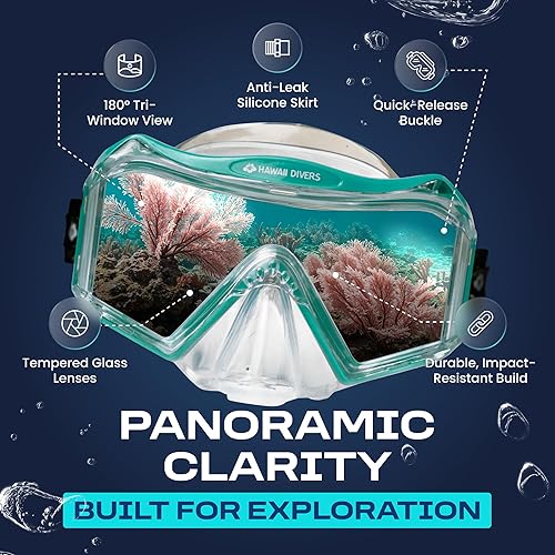 Miniatura 4 de Snorkel Mask Adult - Snorkel Mask Anti Fog Tri View, Swim Goggles Tempered Glass Lenses, Diving Mask Quick-Release Buckle, Swimming Goggles for Adult