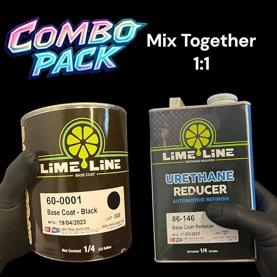 LiME LiNE Automotive Basecoat with Urethane Reducer Quart Combo Pack (Black Combo)