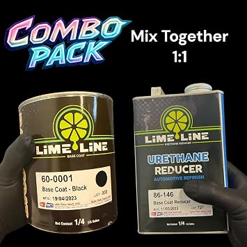 LiME LiNE Automotive Basecoat with Urethane Reducer Quart Combo Pack (Black Combo)